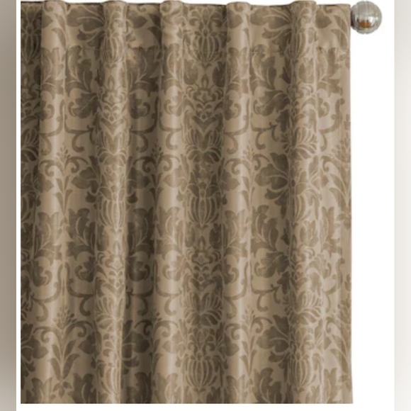 Elegant Tan Damask Curtain - Picture 2 of 5